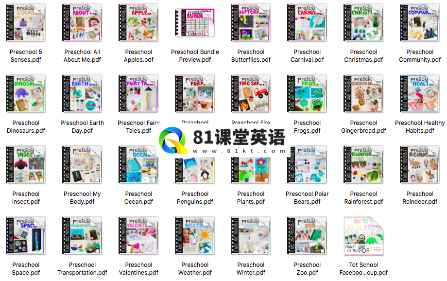 英语启蒙手工活动作业纸《Preschool Bundle》31本PDF绘本，百度网盘下载！-81课堂英语
