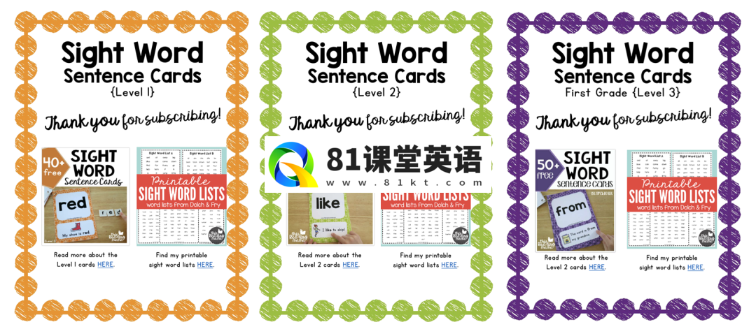 Sight Word Sentence Cards 图片3